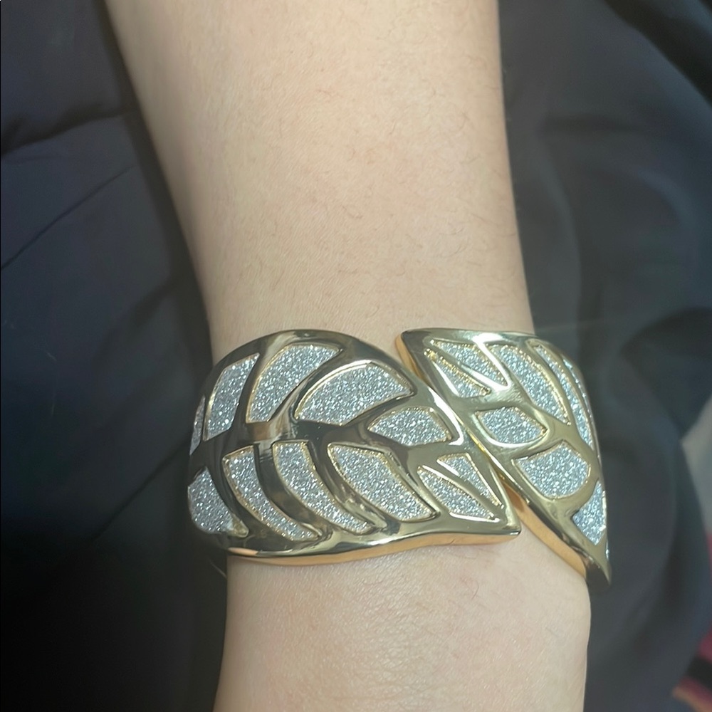Elegant Gold and Silver Leaf Bracelet